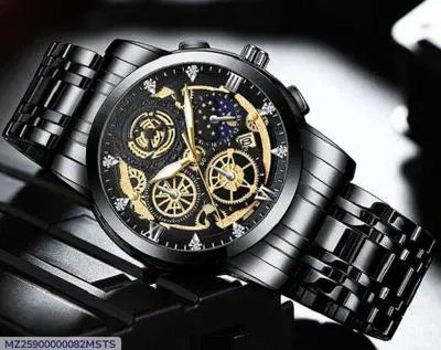 Men's Chronograph Watch - 1 Pc Stylish Stainless Steel Timepiece