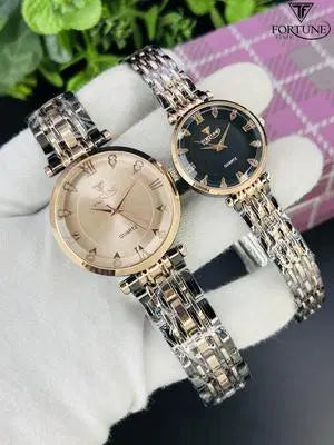 Stylish Couple Watches - 2 Pcs Quartz Movement, Water Resistant, Unisex Design