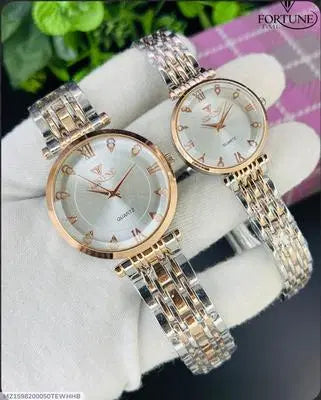 Stylish Couple Watches - 2 Pcs Quartz Movement, Water Resistant, Unisex Design